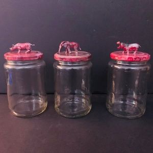 Set of 3 Animal Themed Glass Jars with Lids